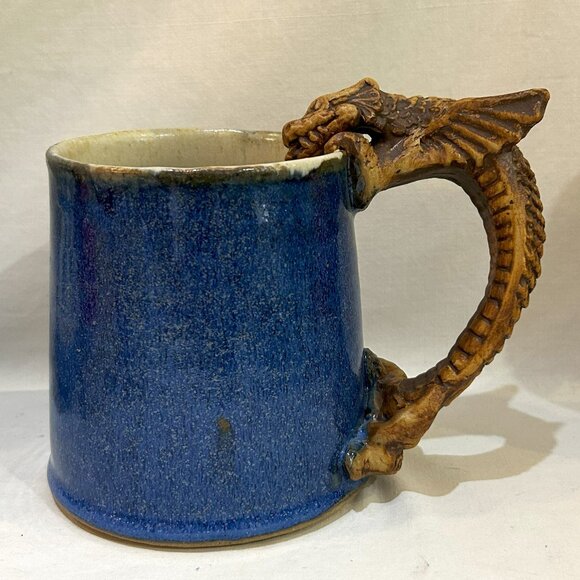 Stonebridge Pottery Blue Glaze DragonMaster Mug Hand Crafted England - Picture 2 of 10